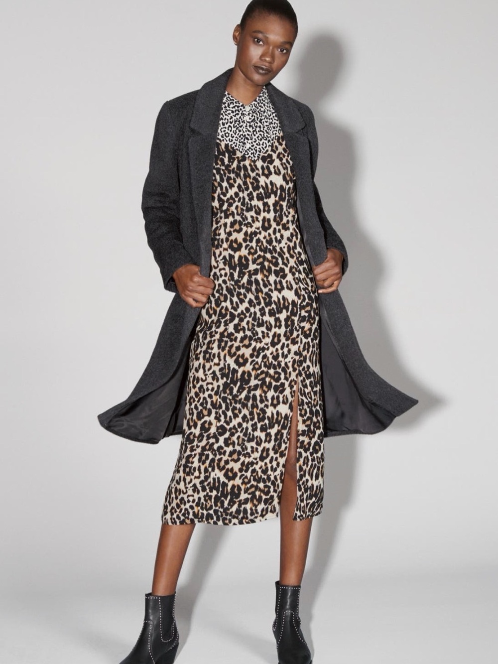 bp Leopard Print Midi Dress in Tan and Black